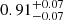 $ 0.91^{+0.07}_{-0.07 } $