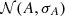 $ {\cal {{N}}}(A,\sigma _{A}) $