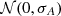 $ {\cal {{N}}}(0,\sigma _{A}) $