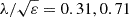 $ \lambda /\sqrt {\varepsilon } = 0.31, 0.71 $