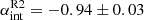 $ \alpha_{\mathrm{int}}^{\mathrm{R2}}=-0.94\pm0.03 $