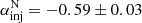 $ \alpha_{\mathrm{inj}}^{\mathrm{N}} = -0.59 \pm 0.03 $