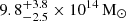$ 9.8^{+3.8}_{-2.5} \times 10^{14}\,\mathrm{M}_{\odot} $