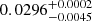$ 0.0296^{+0.0002}_{-0.0045} $