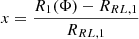 $ x=\frac{R_{1}(\Phi)-R_{RL,1}}{R_{RL,1}} $