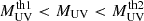 $ M_{\mathrm{UV}}^{\mathrm{th1}} < M_{\mathrm{UV}} < M_{\mathrm{UV}}^{\mathrm{th2}} $