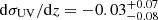 $ \mathrm{d} \sigma_{\mathrm{UV}}/\mathrm{d} z = -0.03_{-0.08}^{+0.07} $