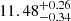 $ 11.48_{-0.34}^{+0.26} $