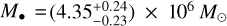 $\[M_{\bullet}= \left(4.35_{-0.23}^{+0.24}\right) \times 10^{6} ~M_{\odot}\]$