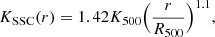 $$ K_{\mathrm {SSC}}(r) = 1.42K_{500}\Big (\frac {r}{R_{500}}\Big )^{1.1}, $$