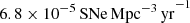 $ 6.8 \times 10^{-5}\, {\mathrm {SNe}} \, {\mathrm {Mpc^{-3} \, yr}}^{-1} $