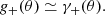 $$ \begin{aligned} g_+(\theta ) \simeq \gamma _+(\theta ). \end{aligned} $$
