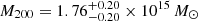 $ M_{200} = 1.76^{+0.20}_{-0.20}\times 10^{15}\,M_{\odot} $