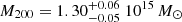 $ M_{200} = 1.30^{+0.06}_{-0.05} \ 10^{15} \,M_{\odot} $