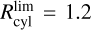 $\[R_{\mathrm{cyl}}^{\text {lim }}=1.2\]$
