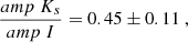 $$ \begin{aligned} \frac{amp~K_s}{amp~I}= 0.45 \pm 0.11~,\end{aligned} $$