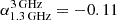 $ \alpha _{1.3 \,{\mathrm {GHz}}}^{3\,{\mathrm {GHz}}} = -0.11 $