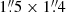 $ 1{{\overset{\prime\prime}{.}}}5\times1{{\overset{\prime\prime}{.}}}4 $