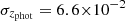 $ \sigma _{{{z_{{\mathrm {phot}}}}}} = 6.6{{\times 10 ^{{-2}}}} $