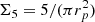 $ \Sigma _5 = 5/(\pi r_{p}^2) $