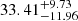 $ 33.41^{+9.73}_{-11.96} $