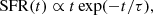 $$ \begin{aligned} \mathrm{SFR}(t)\propto t\exp (-t/\tau ), \end{aligned} $$