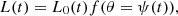 $$ L(t) = L_0(t) f(\theta = \psi (t)), $$