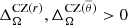 $ \Delta_\Omega^{\mathrm{CZ}(r)}, \Delta_\Omega^{\mathrm{CZ}(\overline{\theta})} > 0 $