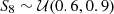 $ S_8\sim {\cal {{U}}}(0.6, 0.9) $
