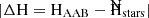 $ \mathrm {{|\Delta H = H_{AAB}-{\bar {H}}_{stars}|}} $