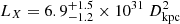 $ L_X = 6.9^{+1.5}_{-1.2}\times 10^{31}\ D^2_{\mathrm{kpc}} $