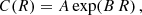 $$ \begin{aligned} C(R) =A\exp (B\,R)\,, \end{aligned} $$