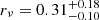 $ r_\nu = 0.31^{+0.18}_{-0.10} $
