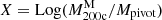 $ X = \mathrm{Log} (M^{\mathrm{M}}_{\mathrm{200c}} / M_{\mathrm{pivot}}) $