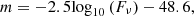 $$ m = -2.5{\mathrm {log}}_{10}\left (F_\nu \right ) - 48.6, $$