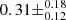 $ 0.31\pm ^{0.18}_{0.12} $