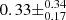 $ 0.33\pm ^{0.34}_{0.17} $