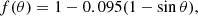 $$ \begin{aligned} f(\theta ) = 1-0.095(1-\sin \theta ) ,\end{aligned} $$