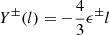 Mathematical equation: $$ \begin{aligned} Y^\pm {(l})&=-\frac{4}{3}\epsilon ^{\pm }l\end{aligned} $$