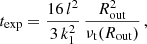 Mathematical equation: $$ \begin{aligned} t_\mathrm{exp} = \frac{16 \,l^2}{3\,k_1^2} \,\frac{R_\mathrm{out} ^2}{\nu _{\mathrm{t} }(R_\mathrm{out} ) }\, , \end{aligned} $$