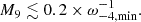 Mathematical equation: $$ \begin{aligned} M_9\lesssim 0.2 \times \omega _{-4,\mathrm{min} }^{-1}. \end{aligned} $$