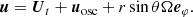$$ \begin{aligned} \boldsymbol{u} = {\boldsymbol{U}_{t}}+ {\boldsymbol{u}_{\rm osc}}+ r \sin \theta \Omega \boldsymbol{e}_\varphi . \end{aligned} $$