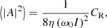 $$ \begin{aligned} \left\langle |A|^2\right\rangle =\frac{1}{8 \eta \left(\omega _0 I\right)^2}C_{\rm R}, \end{aligned} $$