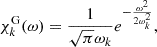 $$ \begin{aligned} \chi _k^\mathrm{G}(\omega )=\frac{1}{\sqrt{\pi } \omega _k} e^{-\frac{\omega ^2}{2 \omega _k^2}}, \end{aligned} $$