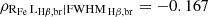 Mathematical equation: $ \rm \rho_{R_{Fe} \, L_{\mathrm{H\beta,br}} \mid FWHM_{{\text{ H}\beta},\mathrm{br}}} = -0.167 $