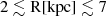 Mathematical equation: $ 2\lesssim\rm{R[kpc]}\lesssim7 $