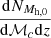 Mathematical equation: $ \frac{\mathrm{d}N_{M_{\mathrm{h,0}}}}{\mathrm{d}\mathcal{M}_c \mathrm{d}z} $