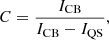 Mathematical equation: $$ \begin{aligned} C = \frac{I_{\rm CB}}{I_{\rm CB} - I_{\rm QS}}, \end{aligned} $$