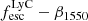 Mathematical equation: $ f_{\mathrm{esc}}^{\mathrm{LyC}}-\beta_{1550} $