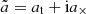 Mathematical equation: $ \tilde a = a_{\mathrm{t}} + \mathrm{i} a_\times $